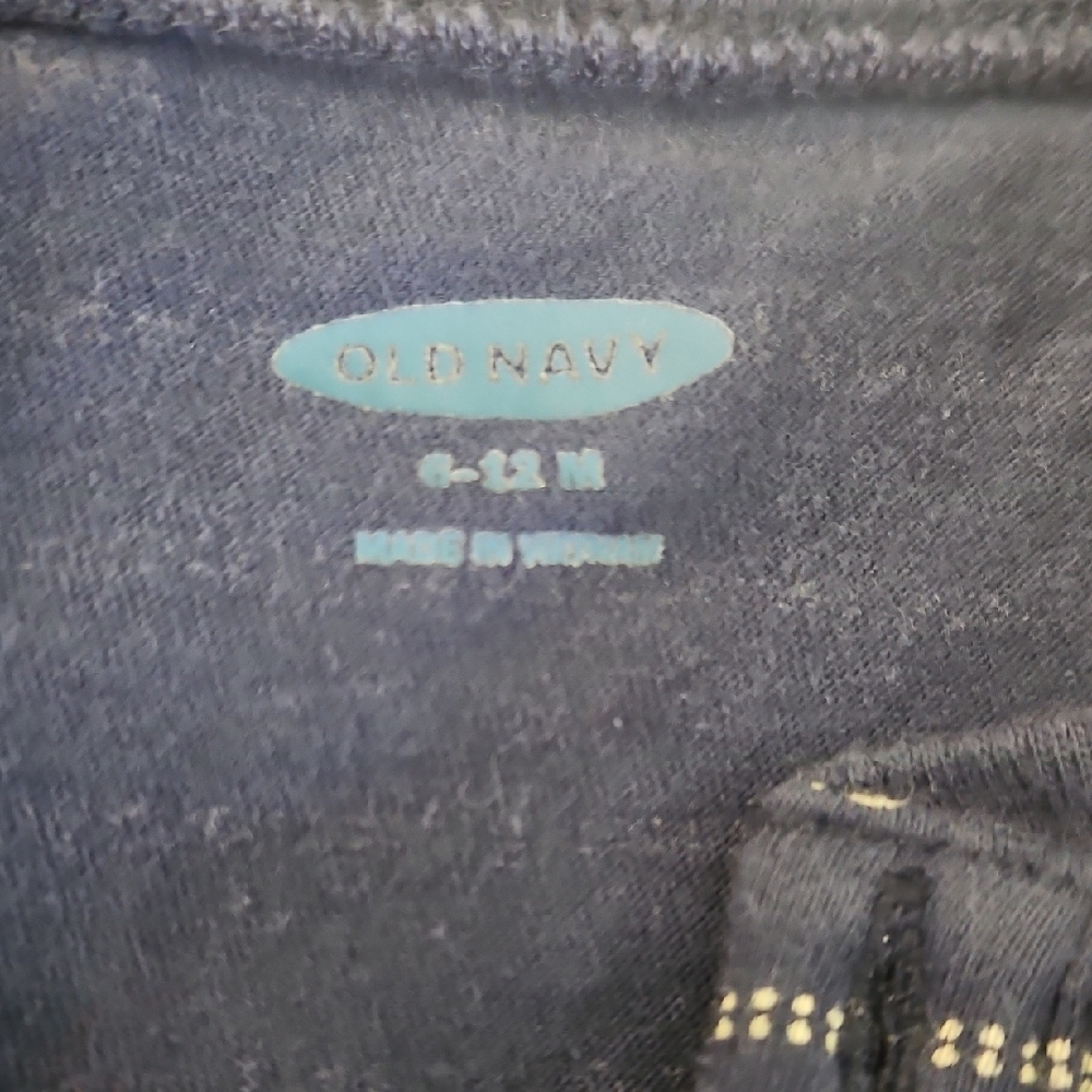 Old Navy Striped Blue and Green Baby Onesies with Gray Shorts - Picture 3 of 9